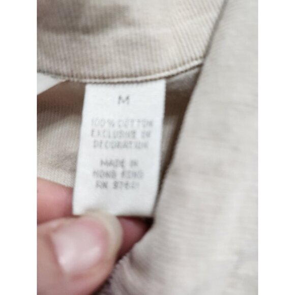 J. Jilll Womemns Corduroy Shirt Medium Beige Embroidered Button Up BOHO Neutral - Picture 4 of 9